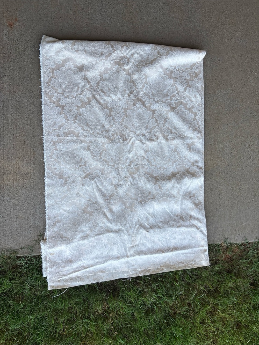 4 Yards of white and cream floral upolstery fabric